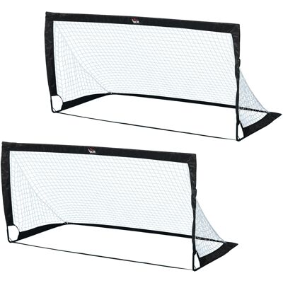 HOMCOM Lot de 2 but de foot extérieur, cage de foot portable avec sac de rangement en tissu Oxford 183 x 90 x 90 cm noir blanc - Publicité HOMCOM Lot de 2 but de foot extérieur, cage de foot portable avec sac de rangement en tissu Oxford 183 x 90 x 90 cm noir blanc - Publicité