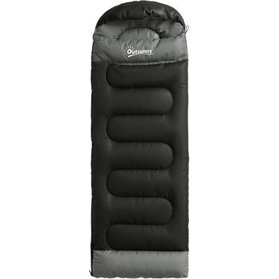 Outsunny Sac de Couchage Adulte, avec Section Tête, Fermeture Éclair et Sac de Rangement, 300 g/m², 215x75x10cm, Noir - Publicité Outsunny Sac de Couchage Adulte, avec Section Tête, Fermeture Éclair et Sac de Rangement, 300 g/m², 215x75x10cm, Noir - Publicité