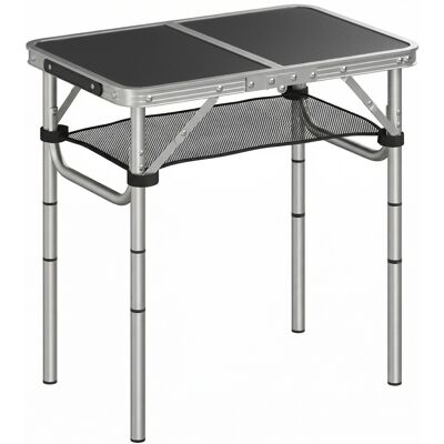 Outsunny Table pliante aluminium, table de camping pliante, poignée 4 hauteurs réglables avec Rangement 60x40x60cm, blanc - Publicité Outsunny Table pliante aluminium, table de camping pliante, poignée 4 hauteurs réglables avec Rangement 60x40x60cm, blanc - Publicité