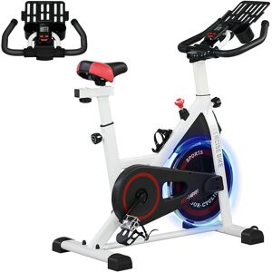 HOMCOM Vélo d'appartement avec écran LCD multifonctions vélo biking cardio-training selle et guidon réglables poids volant inertie 8 Kg acier blanc - Publicité HOMCOM Vélo d'appartement avec écran LCD multifonctions vélo biking cardio-training selle et guidon réglables poids volant inertie 8 Kg acier blanc - Publicité