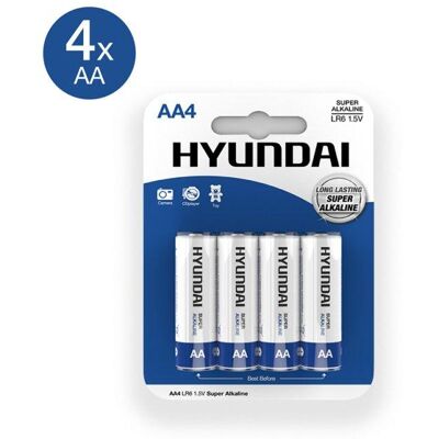 Hyundai - Piles Super AA alcalines - 4 pcs - Publicité Hyundai - Piles Super AA alcalines - 4 pcs - Publicité