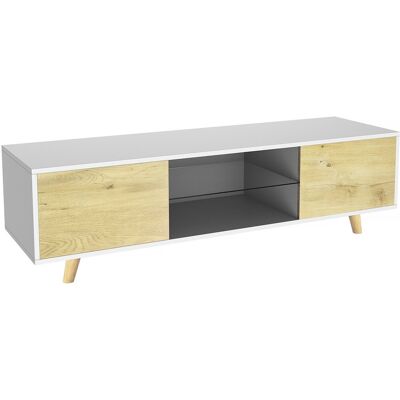 Habitat et Jardin Meuble TV LED "Inna" - 140 x 42 x 45 cm - Panneau de particules - Blanc/Chêne - Publicité Habitat et Jardin Meuble TV LED "Inna" - 140 x 42 x 45 cm - Panneau de particules - Blanc/Chêne - Publicité