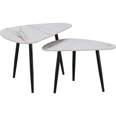 Habitat et Jardin Tables basses gigognes "Terra" - Lot de 2 - Dimensions grande table : 49 x 79 x 56 cm - Dimension petite table : 37 x 60 x 38 cm - Plateau en céramique - Epaisseur du plateau : 1 cm - Effet marbré - Blanc - Publicité Habitat et Jardin Tables basses gigognes "Terra" - Lot de 2 - Dimensions grande table : 49 x 79 x 56 cm - Dimension petite table : 37 x 60 x 38 cm - Plateau en céramique - Epaisseur du plateau : 1 cm - Effet marbré - Blanc - Publicité