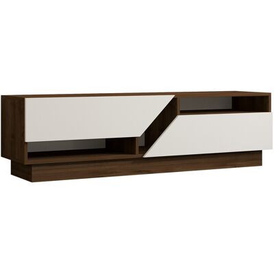Hanah Home Meuble TV "Koza" Noyer Blanc Bois 40x160x45cm, Mélamine, Classique, Bas à poser, rectangulaire. Publicité Hanah Home Meuble TV "Koza" Noyer Blanc Bois 40x160x45cm, Mélamine, Classique, Bas à poser, rectangulaire. Publicité