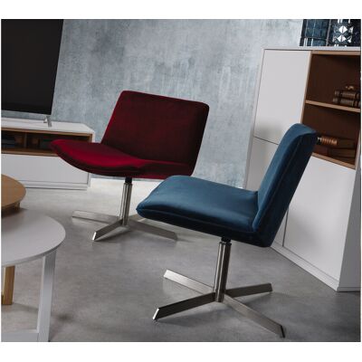 Habitat et Jardin Fauteuil "Kiss" - Pied en acier inoxydable - Assisse et dossier recouvert de velours bleu - 70 x 66.5 x 76 cm - Fabrication européenne. Publicité Habitat et Jardin Fauteuil "Kiss" - Pied en acier inoxydable - Assisse et dossier recouvert de velours bleu - 70 x 66.5 x 76 cm - Fabrication européenne. Publicité