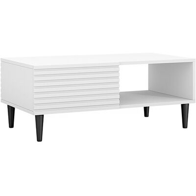 Habitat et Jardin Table basse - Nakomo - 100 cm X 41 cm X 52 cm - 4 pieds - 1 compartiment - Blanche - Publicité Habitat et Jardin Table basse - Nakomo - 100 cm X 41 cm X 52 cm - 4 pieds - 1 compartiment - Blanche - Publicité