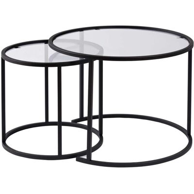 Hanah Home Ensemble de tables basses en métal "Aurum" - Grande table : 60 x 60 x 43 cm - Petite table : 42 x 42 x 39 cm - Noir Transparent Conçu pour offrir praticité et robustesse, ce modèle s'intègre facilement dans tout intérieur et répond aux besoins - Publicité Hanah Home Ensemble de tables basses en métal "Aurum" - Grande table : 60 x 60 x 43 cm - Petite table : 42 x 42 x 39 cm - Noir Transparent Conçu pour offrir praticité et robustesse, ce modèle s'intègre facilement dans tout intérieur et répond aux besoins - Publicité