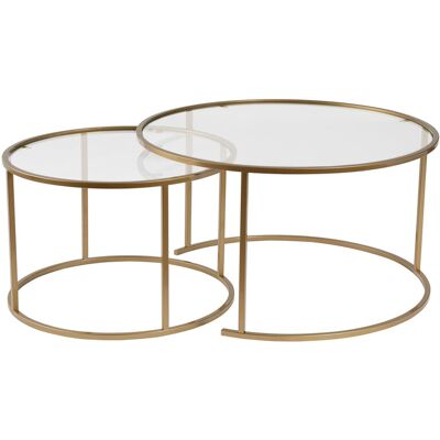 Hanah Home Ensemble de tables basses en métal "Aurum" - Grande table : 80 x 80 x 43 cm - Petite table : 60 x 60 x 39 cm - Or Transparent Conçu pour offrir praticité et robustesse, ce modèle s'intègre facilement dans tout intérieur et répond aux besoins d - Publicité Hanah Home Ensemble de tables basses en métal "Aurum" - Grande table : 80 x 80 x 43 cm - Petite table : 60 x 60 x 39 cm - Or Transparent Conçu pour offrir praticité et robustesse, ce modèle s'intègre facilement dans tout intérieur et répond aux besoins d - Publicité
