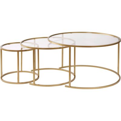 Hanah Home Ensemble de tables basses en métal "Aurum" - Grande table : 80 x 80 x 43 cm - Moyenne table : 60 x 60 x 38 cm - Petite table : 42 x 42 x 39 cm - Or Transparent Conçu pour offrir praticité et robustesse, ce modèle s'intègre facilement dans tout - Publicité Hanah Home Ensemble de tables basses en métal "Aurum" - Grande table : 80 x 80 x 43 cm - Moyenne table : 60 x 60 x 38 cm - Petite table : 42 x 42 x 39 cm - Or Transparent Conçu pour offrir praticité et robustesse, ce modèle s'intègre facilement dans tout - Publicité