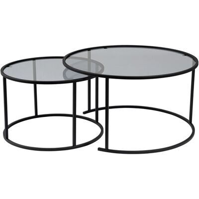 Hanah Home Ensemble de tables basses en métal "Aurum" - Grande table : 80 x 80 x 43 cm - Petite table : 60 x 60 x 39 cm - Noir Gris Conçu pour offrir praticité et robustesse, ce modèle s'intègre facilement dans tout intérieur et répond aux besoins du quo - Publicité Hanah Home Ensemble de tables basses en métal "Aurum" - Grande table : 80 x 80 x 43 cm - Petite table : 60 x 60 x 39 cm - Noir Gris Conçu pour offrir praticité et robustesse, ce modèle s'intègre facilement dans tout intérieur et répond aux besoins du quo - Publicité