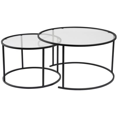 Hanah Home Ensemble de tables basses en métal "Aurum" - Grande table : 80 x 80 x 43 cm - Petite table : 60 x 60 x 39 cm - NoirTransparent Conçu pour offrir praticité et robustesse, ce modèle s'intègre facilement dans tout intérieur et répond aux besoins - Publicité Hanah Home Ensemble de tables basses en métal "Aurum" - Grande table : 80 x 80 x 43 cm - Petite table : 60 x 60 x 39 cm - NoirTransparent Conçu pour offrir praticité et robustesse, ce modèle s'intègre facilement dans tout intérieur et répond aux besoins - Publicité