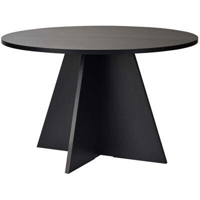 Hanah Home Table à manger "Virella" Bois Noir Bois 120x120x75cm, Mélamine, Classique, Ronde. Publicité Hanah Home Table à manger "Virella" Bois Noir Bois 120x120x75cm, Mélamine, Classique, Ronde. Publicité