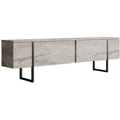 Hanah Home Meuble TV "Luxe" Travertin Noir Bois 30x180x50cm, Mélamine, Classique, Bas à poser, rectangulaire. Publicité Hanah Home Meuble TV "Luxe" Travertin Noir Bois 30x180x50cm, Mélamine, Classique, Bas à poser, rectangulaire. Publicité