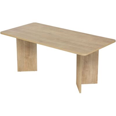Hanah Home Table de salle à manger moderne, chêne miel, 180 x 90 x 75 cm, panneaux de particules 100 % mélaminés, épaisseur : 25 mm. Design durable et élégant, capacité de charge : 70 kg, idéale pour les espaces repas contemporains. Publicité Hanah Home Table de salle à manger moderne, chêne miel, 180 x 90 x 75 cm, panneaux de particules 100 % mélaminés, épaisseur : 25 mm. Design durable et élégant, capacité de charge : 70 kg, idéale pour les espaces repas contemporains. Publicité