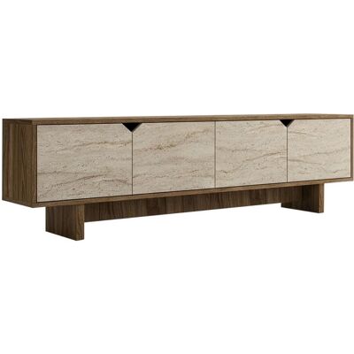 Hanah Home Meuble TV moderne avec de nombreuses étagères, 180 cm x 50 cm x 30 cm, panneaux de particules mélaminés 100 % noyer et travertin, fixation murale, idéal pour les salons et espaces de divertissement élégants. Publicité Hanah Home Meuble TV moderne avec de nombreuses étagères, 180 cm x 50 cm x 30 cm, panneaux de particules mélaminés 100 % noyer et travertin, fixation murale, idéal pour les salons et espaces de divertissement élégants. Publicité