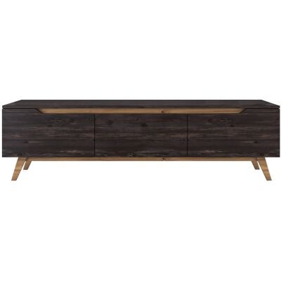 Hanah Home Meuble TV moderne avec 3 portes - Dimensions : 180 x 35 x 48 cm - Epaisseur 18 mm - Noir et marron - Publicité Hanah Home Meuble TV moderne avec 3 portes - Dimensions : 180 x 35 x 48 cm - Epaisseur 18 mm - Noir et marron - Publicité