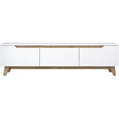 Hanah Home Meuble TV moderne avec 3 portes - Dimensions : 180 x 35 x 48 cm - Epaisseur 18 mm - Blanc et beige - Publicité Hanah Home Meuble TV moderne avec 3 portes - Dimensions : 180 x 35 x 48 cm - Epaisseur 18 mm - Blanc et beige - Publicité