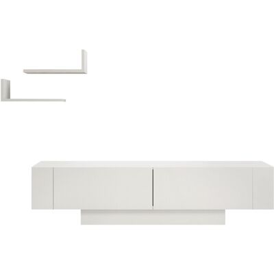 Hanah Home Meuble TV moderne avec étagères murales (2 pièces) - Dimensions : 150 x 31 x 41 cm cm - Dimensions étagères murales : 40 x 16 cm - Bois - Epaisseur 18 mm - Blanc - Publicité Hanah Home Meuble TV moderne avec étagères murales (2 pièces) - Dimensions : 150 x 31 x 41 cm cm - Dimensions étagères murales : 40 x 16 cm - Bois - Epaisseur 18 mm - Blanc - Publicité