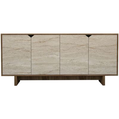 Hanah Home Buffet en bois - Dimensions : 180 x 40 x 81 cm - Fixation murale possible - 4 portes - 4 étagères - Travertin - Publicité Hanah Home Buffet en bois - Dimensions : 180 x 40 x 81 cm - Fixation murale possible - 4 portes - 4 étagères - Travertin - Publicité