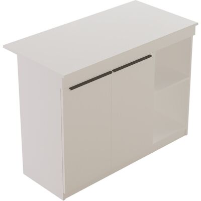 Hanah Home Ilot de cuisine - Dimensions : 120 x 60 x 88 cm - Bois - Epaisseur 18 mm - 4 étagères - 2 portes - Blanc - Publicité Hanah Home Ilot de cuisine - Dimensions : 120 x 60 x 88 cm - Bois - Epaisseur 18 mm - 4 étagères - 2 portes - Blanc - Publicité