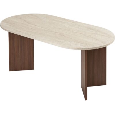 Hanah Home Table de salle à manger moderne, 180 x 90 x 75 cm, coloris travertin et noyer. Panneaux de particules 100 % mélaminés, épaisseur 25 mm. Design élégant et résistant, idéal pour les salles à manger contemporaines. Publicité Hanah Home Table de salle à manger moderne, 180 x 90 x 75 cm, coloris travertin et noyer. Panneaux de particules 100 % mélaminés, épaisseur 25 mm. Design élégant et résistant, idéal pour les salles à manger contemporaines. Publicité