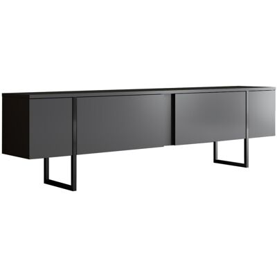 Hanah Home Meuble TV moderne avec pieds en métal - Dimensions : 180 x 30 x 50 cm - Epaisseur 18 mm - Gris anthracite et noir - Publicité Hanah Home Meuble TV moderne avec pieds en métal - Dimensions : 180 x 30 x 50 cm - Epaisseur 18 mm - Gris anthracite et noir - Publicité