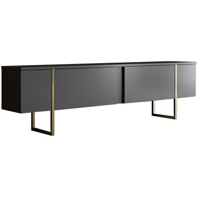 Hanah Home Meuble TV moderne avec pieds en métal - Dimensions : 180 x 30 x 50 cm - Epaisseur 18 mm - Gris anthracite et or - Publicité Hanah Home Meuble TV moderne avec pieds en métal - Dimensions : 180 x 30 x 50 cm - Epaisseur 18 mm - Gris anthracite et or - Publicité