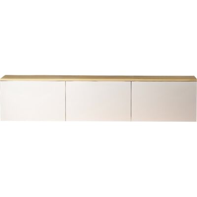 Hanah Home Meuble TV suspendu - Dimensions : 160 x 32 x 35 cm - 18 mm d'épaisseur - Bois - Blanc - Ouverture porte par simple pression - Publicité Hanah Home Meuble TV suspendu - Dimensions : 160 x 32 x 35 cm - 18 mm d'épaisseur - Bois - Blanc - Ouverture porte par simple pression - Publicité