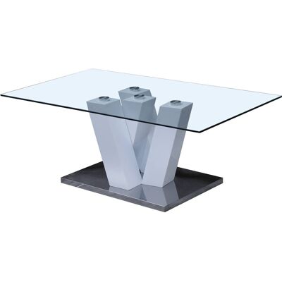 Habitat et Jardin Table basse "Gaya" rectangulaire - Plateau en verre et structure en bois MDF - 110 x 60 x 40 cm - Piétement original et solide - Blanc laqué - Publicité Habitat et Jardin Table basse "Gaya" rectangulaire - Plateau en verre et structure en bois MDF - 110 x 60 x 40 cm - Piétement original et solide - Blanc laqué - Publicité