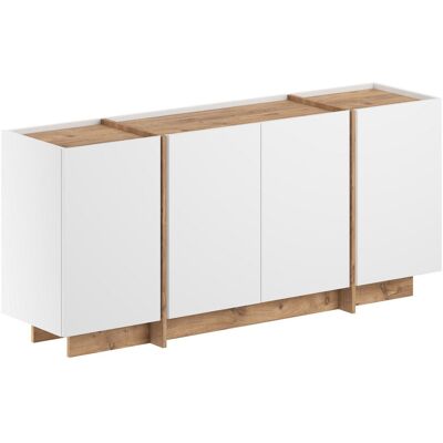 Hanah Home Buffet, Blanc / Pin Atlantique, 180 x 45 x 80 cm, Panneaux de particules, mélaminés, 18 mm d'épaisseur, design moderne. Publicité Hanah Home Buffet, Blanc / Pin Atlantique, 180 x 45 x 80 cm, Panneaux de particules, mélaminés, 18 mm d'épaisseur, design moderne. Publicité