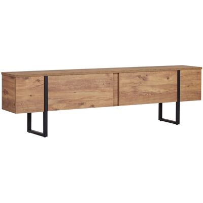 Hanah Home Meuble TV, Pin Atlantique / Noir, 180 x 30 x 50 cm, Panneaux de particules, mélaminés, 18 mm d'épaisseur, style industriel. Publicité Hanah Home Meuble TV, Pin Atlantique / Noir, 180 x 30 x 50 cm, Panneaux de particules, mélaminés, 18 mm d'épaisseur, style industriel. Publicité