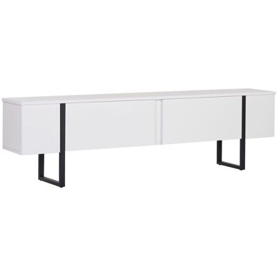 Hanah Home Meuble TV, White / Black, 180 x 30 x 45 cm, Panneaux de particules, mélaminés, 18 mm d'épaisseur, design moderne. Publicité Hanah Home Meuble TV, White / Black, 180 x 30 x 45 cm, Panneaux de particules, mélaminés, 18 mm d'épaisseur, design moderne. Publicité
