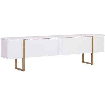 Hanah Home Meuble TV, Blanc / Or, 180 x 30 x 50 cm, Panneaux de particules, mélaminés, 18 mm d'épaisseur, design moderne. Publicité Hanah Home Meuble TV, Blanc / Or, 180 x 30 x 50 cm, Panneaux de particules, mélaminés, 18 mm d'épaisseur, design moderne. Publicité