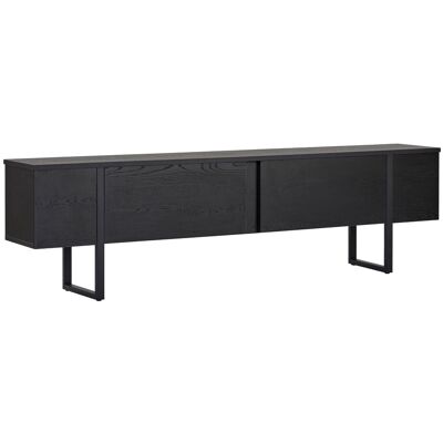 Hanah Home Meuble TV, Bois Noir / Noir, 180 x 30 x 50 cm, Panneaux de particules, mélaminés, 18 mm d'épaisseur, style industriel. Publicité Hanah Home Meuble TV, Bois Noir / Noir, 180 x 30 x 50 cm, Panneaux de particules, mélaminés, 18 mm d'épaisseur, style industriel. Publicité