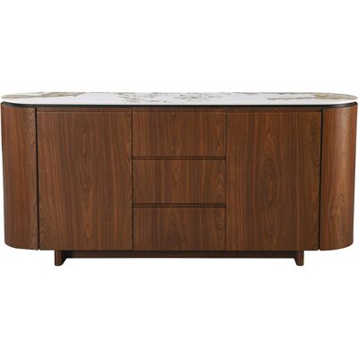 Habitat et Jardin Buffet ovale "Stonea" - Marron - Dimensions : 180 x 40 x 85 cm - Plateau en céramique aspect marbré de 9 mm d'épaisseur - 2 portes - 4 étagères - 3 tiroirs - Bois - Publicité Habitat et Jardin Buffet ovale "Stonea" - Marron - Dimensions : 180 x 40 x 85 cm - Plateau en céramique aspect marbré de 9 mm d'épaisseur - 2 portes - 4 étagères - 3 tiroirs - Bois - Publicité