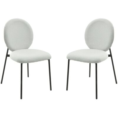 Habitat et Jardin Lot de 2 chaises avec dossier ovale "Perla" - Dimensions : 48 x 55 x 86 cm - Gris clair - Pieds en métal - Publicité Habitat et Jardin Lot de 2 chaises avec dossier ovale "Perla" - Dimensions : 48 x 55 x 86 cm - Gris clair - Pieds en métal - Publicité