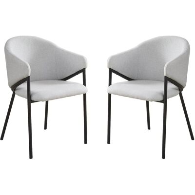 Habitat et Jardin Ensemble de 2 fauteuils de salle à manger en tissu et métal "Auralis" - Dimensions : 55 x 57 x 79 cm - Tissu gris clair - Pieds en métal noir - Publicité Habitat et Jardin Ensemble de 2 fauteuils de salle à manger en tissu et métal "Auralis" - Dimensions : 55 x 57 x 79 cm - Tissu gris clair - Pieds en métal noir - Publicité