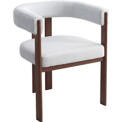 Habitat et Jardin Chaise de salle a manger avec accoudoir "Neora" - Dimensions : 67 x 58 x 73 cm - Tissu gris clair - Structure en métal imitation bois marron - Publicité Habitat et Jardin Chaise de salle a manger avec accoudoir "Neora" - Dimensions : 67 x 58 x 73 cm - Tissu gris clair - Structure en métal imitation bois marron - Publicité