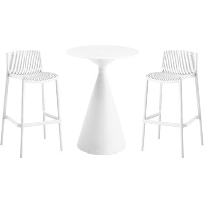 Habitat et Jardin Salon de jardin bistrot "Néora" - Dimensions chaises : 47 x 47 x 100 cm - Dimensions table : 80 x 80 x 112 cm - Chaises empilables - Blanc - Publicité Habitat et Jardin Salon de jardin bistrot "Néora" - Dimensions chaises : 47 x 47 x 100 cm - Dimensions table : 80 x 80 x 112 cm - Chaises empilables - Blanc - Publicité