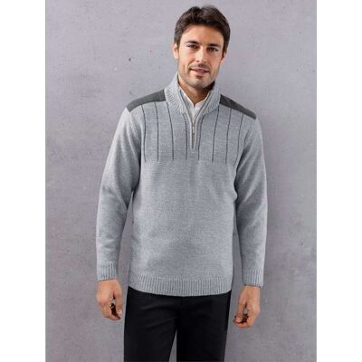 Pull homme col montant fermeture à glissière - Publicité Pull homme col montant fermeture à glissière - Publicité