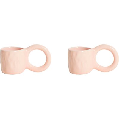 Petite Friture - Ø 6 x H 5,5 cm - Lot de 2 Donut - Rose - Faïence émaillée - Designer Pia Chevalier - Publicité Petite Friture - Ø 6 x H 5,5 cm - Lot de 2 Donut - Rose - Faïence émaillée - Designer Pia Chevalier - Publicité