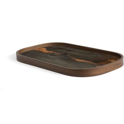 Plateau organique Ethnicraft - verre - bronze - rectangulaire - L - Publicité Plateau organique Ethnicraft - verre - bronze - rectangulaire - L - Publicité