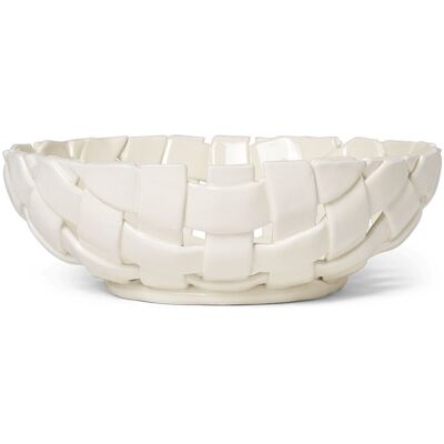 Panier Plait de Ferm Living - 30cm - Blanc - Design en céramique tressée - Fait main - Publicité Panier Plait de Ferm Living - 30cm - Blanc - Design en céramique tressée - Fait main - Publicité