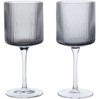Ferm Living - Verre à vin blanc Ripple - Gris - Verre soufflé bouche - Designer Trine Andersen - Publicité Ferm Living - Verre à vin blanc Ripple - Gris - Verre soufflé bouche - Designer Trine Andersen - Publicité
