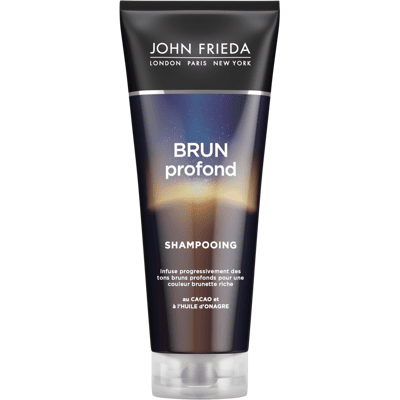 Shampooing brun profond Brilliant Brunette - John Frieda - Publicité Shampooing brun profond Brilliant Brunette - John Frieda - Publicité