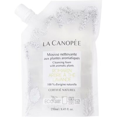 Mousse nettoyante aux plantes aromatiques rechargeable - Recharge 250ml - La Canopée - Publicité Mousse nettoyante aux plantes aromatiques rechargeable - Recharge 250ml - La Canopée - Publicité