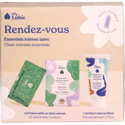 Kit rendez-vous 3 préservatifs + 1 lubrifiant - My Lubie - Publicité Kit rendez-vous 3 préservatifs + 1 lubrifiant - My Lubie - Publicité
