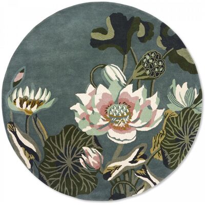 Wedgwood Tapis rond fait à la main en laine motif floral WATERLILY - Publicité Wedgwood Tapis rond fait à la main en laine motif floral WATERLILY - Publicité