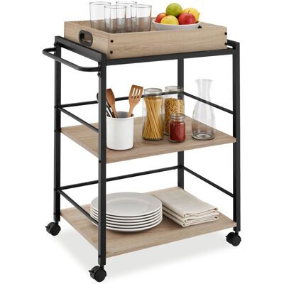 TecTake GmbH Chariot de service Worcester 65x41,5x87cm - Bois clair industriel, Chêne Sonoma - Publicité TecTake GmbH Chariot de service Worcester 65x41,5x87cm - Bois clair industriel, Chêne Sonoma - Publicité