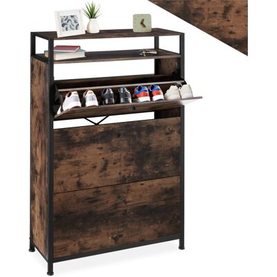 TecTake GmbH Étagère à chaussures - Bois foncé industriel, rustique, 81 cm - Publicité TecTake GmbH Étagère à chaussures - Bois foncé industriel, rustique, 81 cm - Publicité